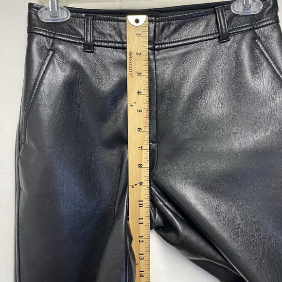Aritzia Babaton Vegan Leather Command Cropped Pants Women Size 0 Black Mid-Rise - Picture 7 of 15